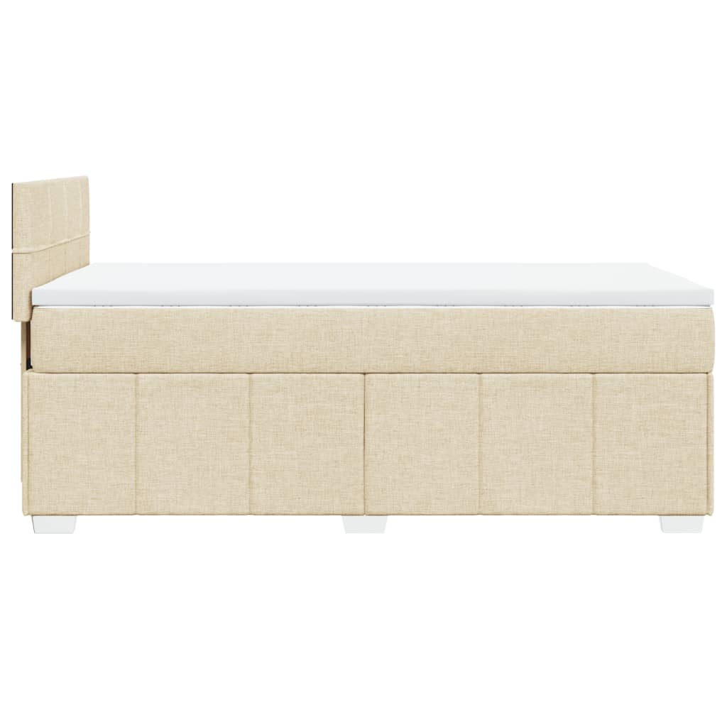 Pat box spring cu saltea, crem, 90x190 cm, textil