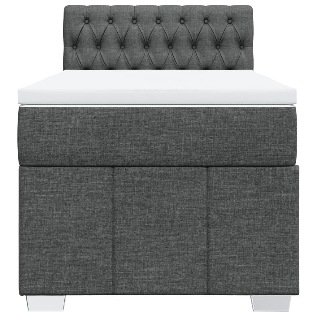 Pat box spring cu saltea, gri închis, 90x190 cm, textil