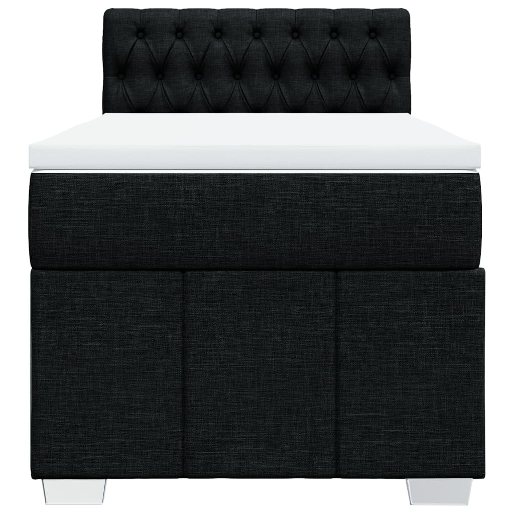 Pat box spring cu saltea, negru, 90x190 cm, textil