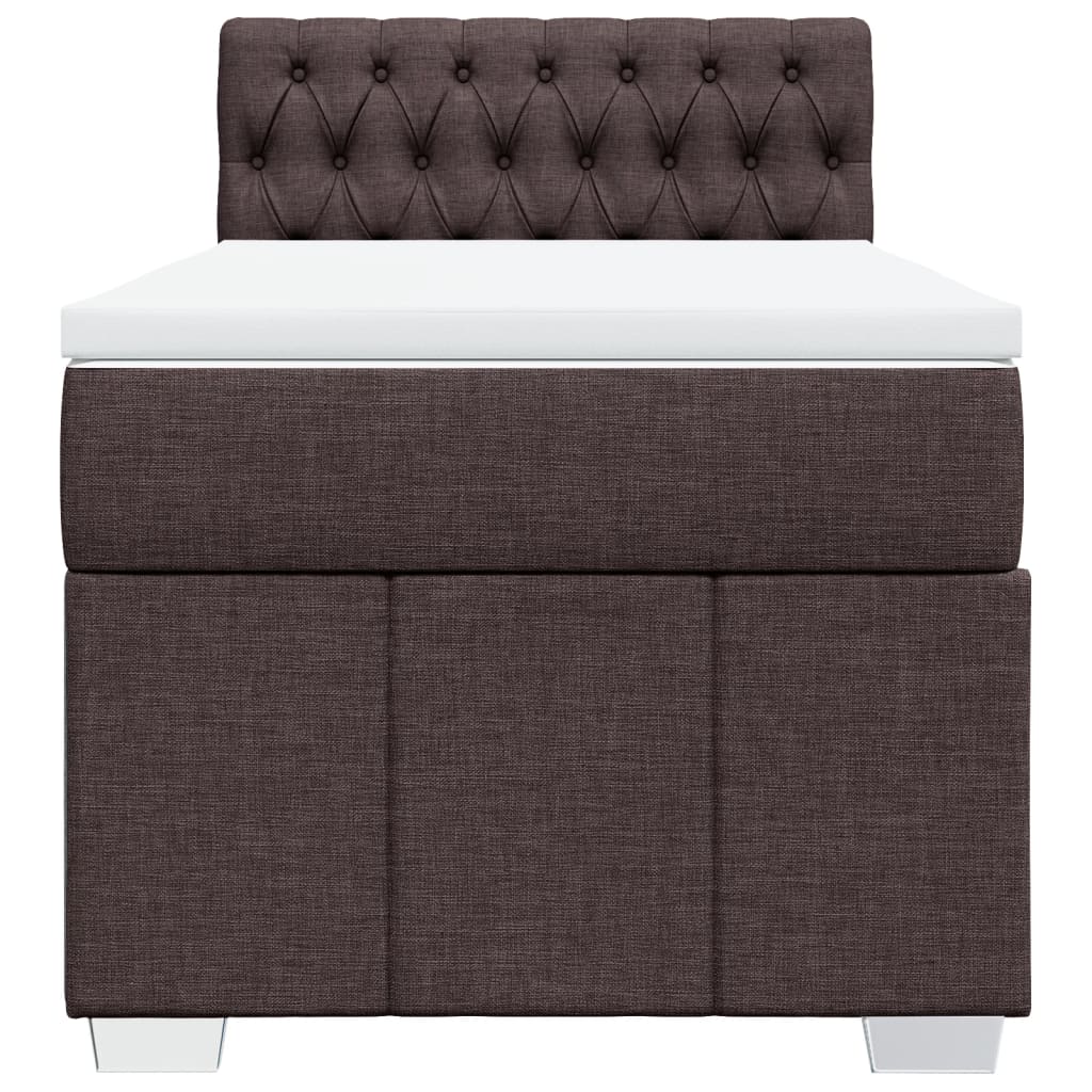 Pat box spring cu saltea, maro închis, 90x190 cm, textil