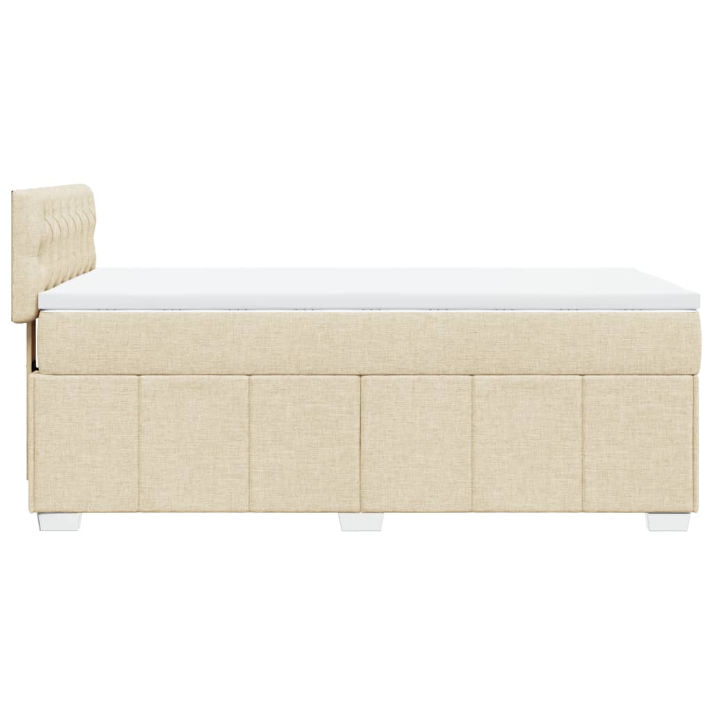 Pat box spring cu saltea, crem, 90x190 cm, textil