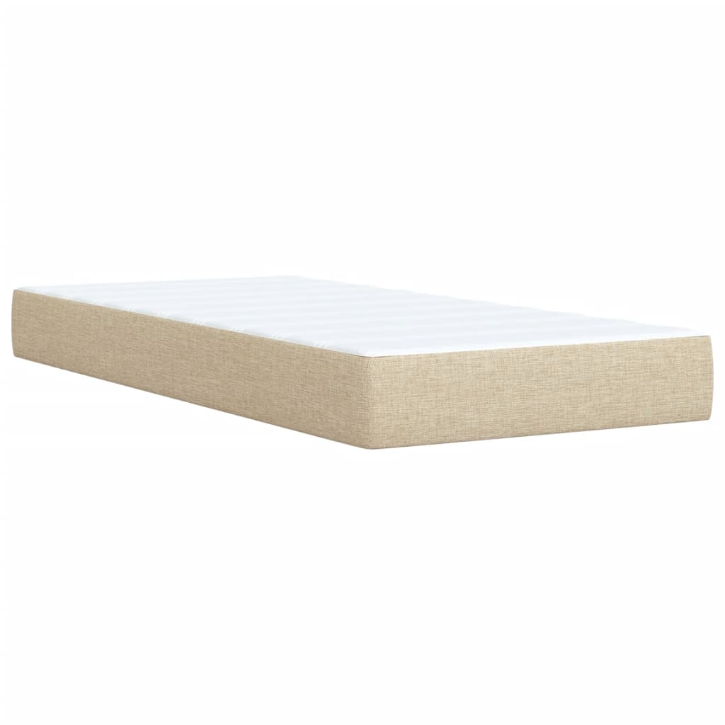 Pat box spring cu saltea, crem, 90x190 cm, textil