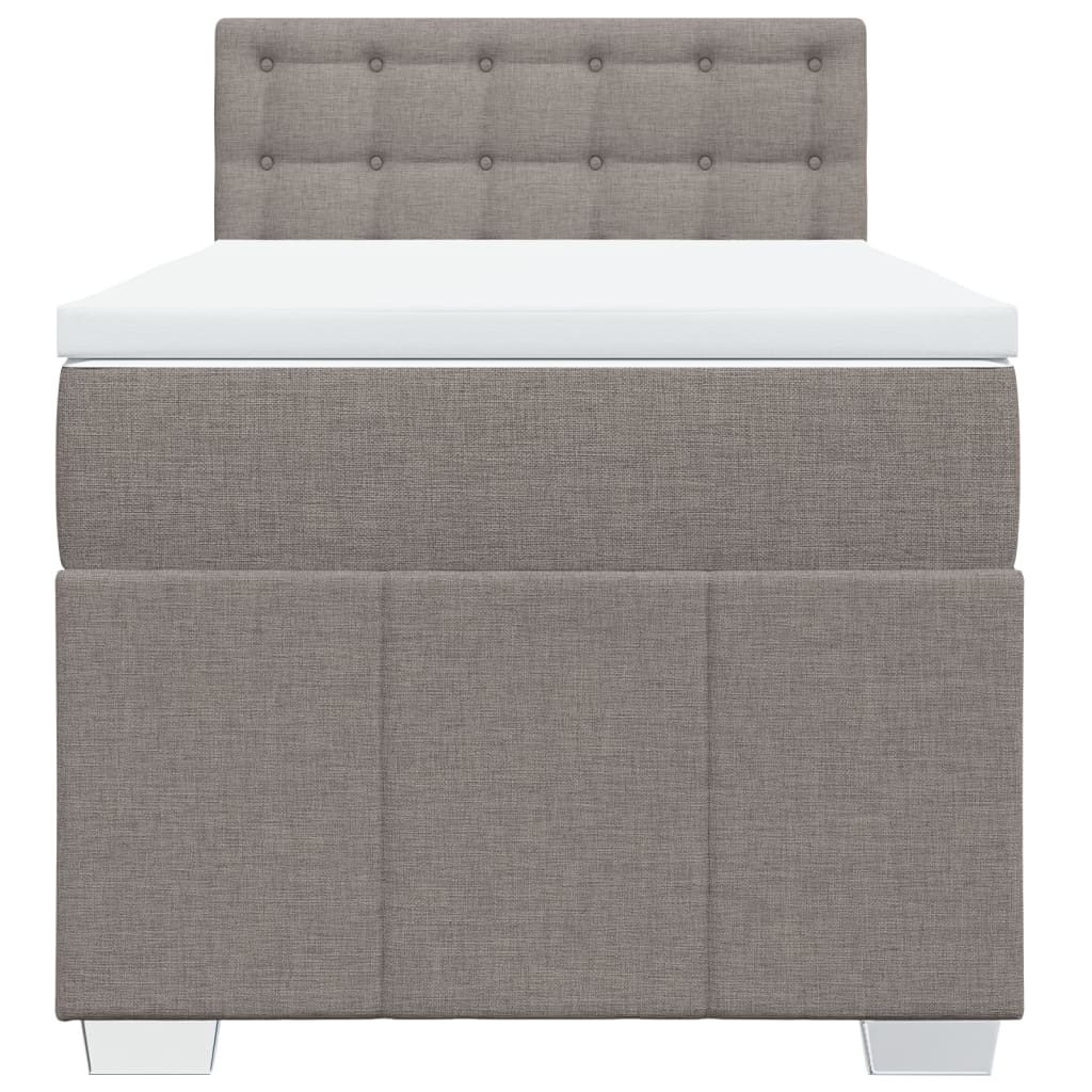 Pat box spring cu saltea, gri taupe, 90x190 cm, textil