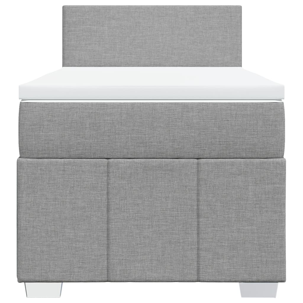 Pat box spring cu saltea, gri deschis, 90x200 cm, textil