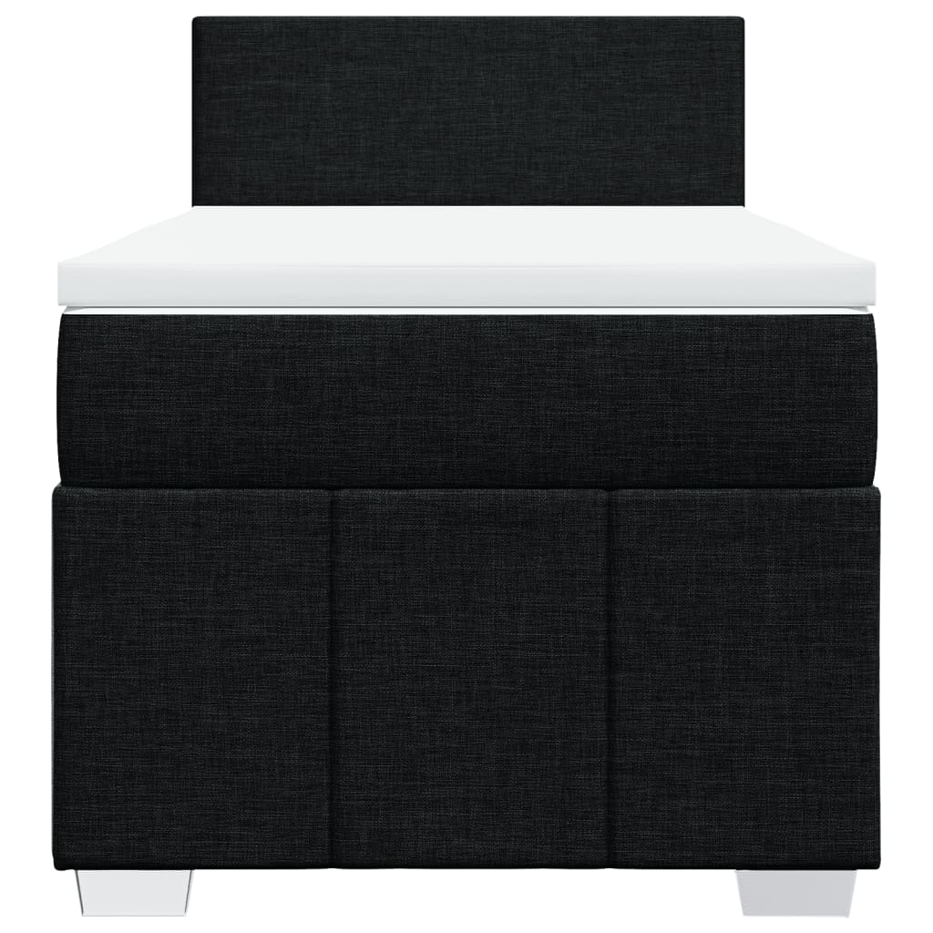 Pat box spring cu saltea, negru, 90x200 cm, textil