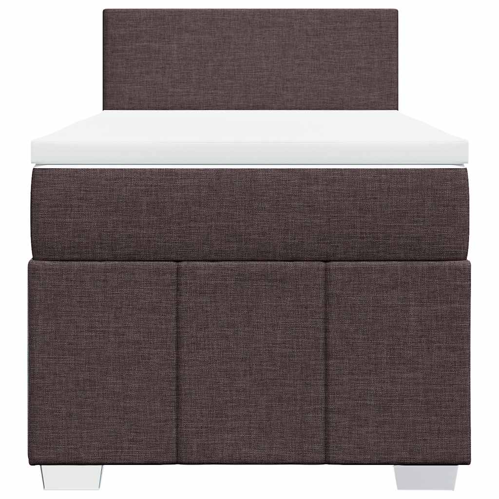 Pat box spring cu saltea, maro închis, 90x200 cm, textil