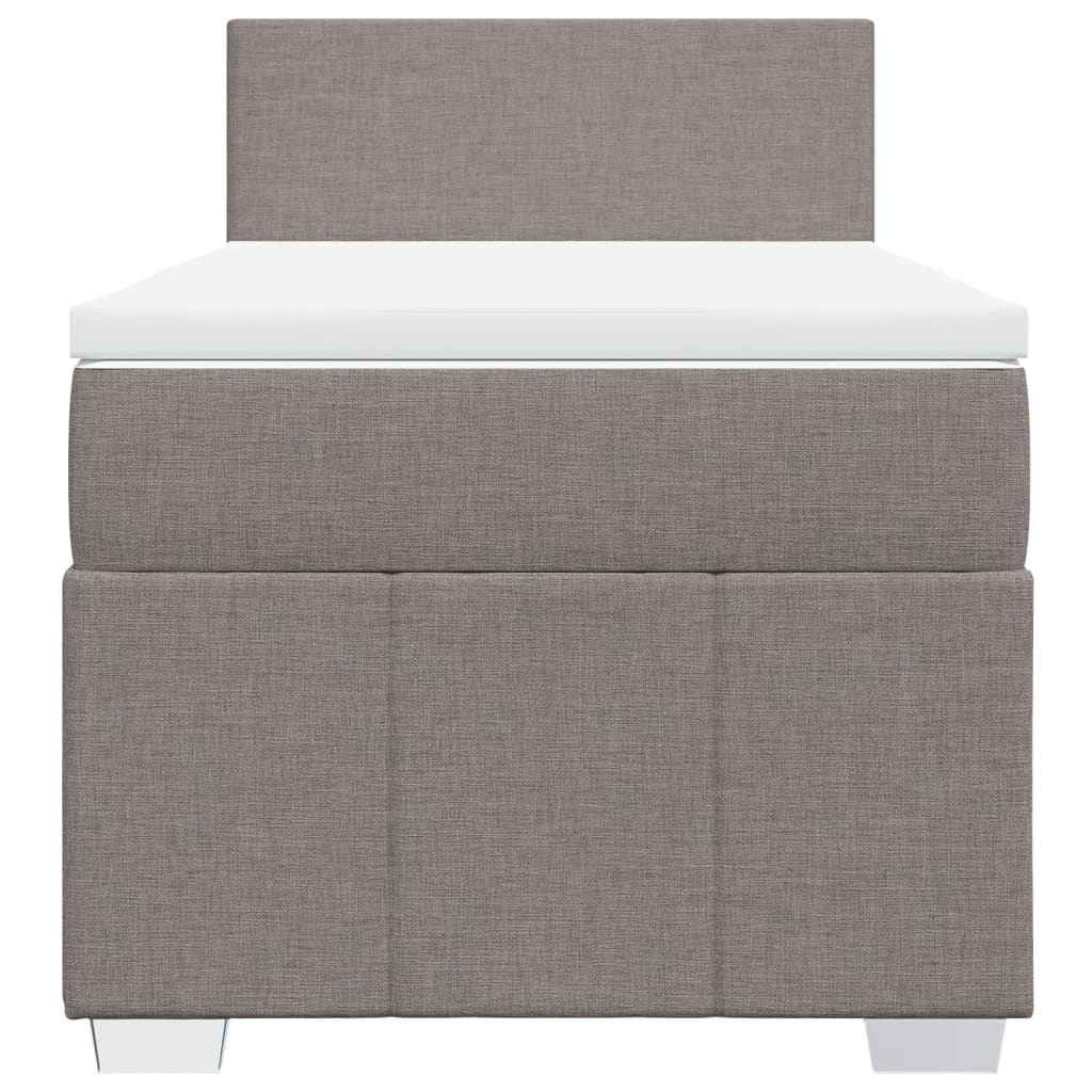 Pat box spring cu saltea, gri taupe, 90x200 cm, textil