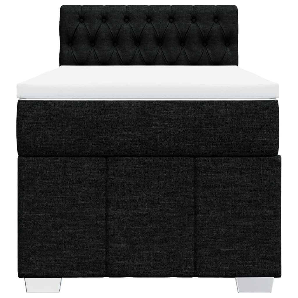 Pat box spring cu saltea, negru, 90x200 cm, textil