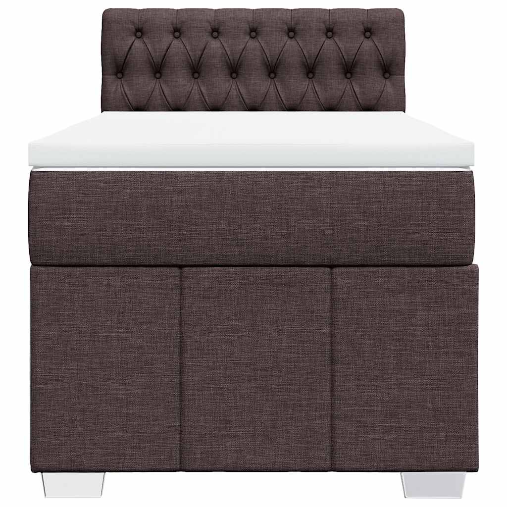 Pat box spring cu saltea, maro închis, 90x200 cm, textil