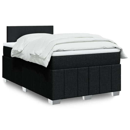 Pat box spring cu saltea, negru, 120x190 cm, catifea