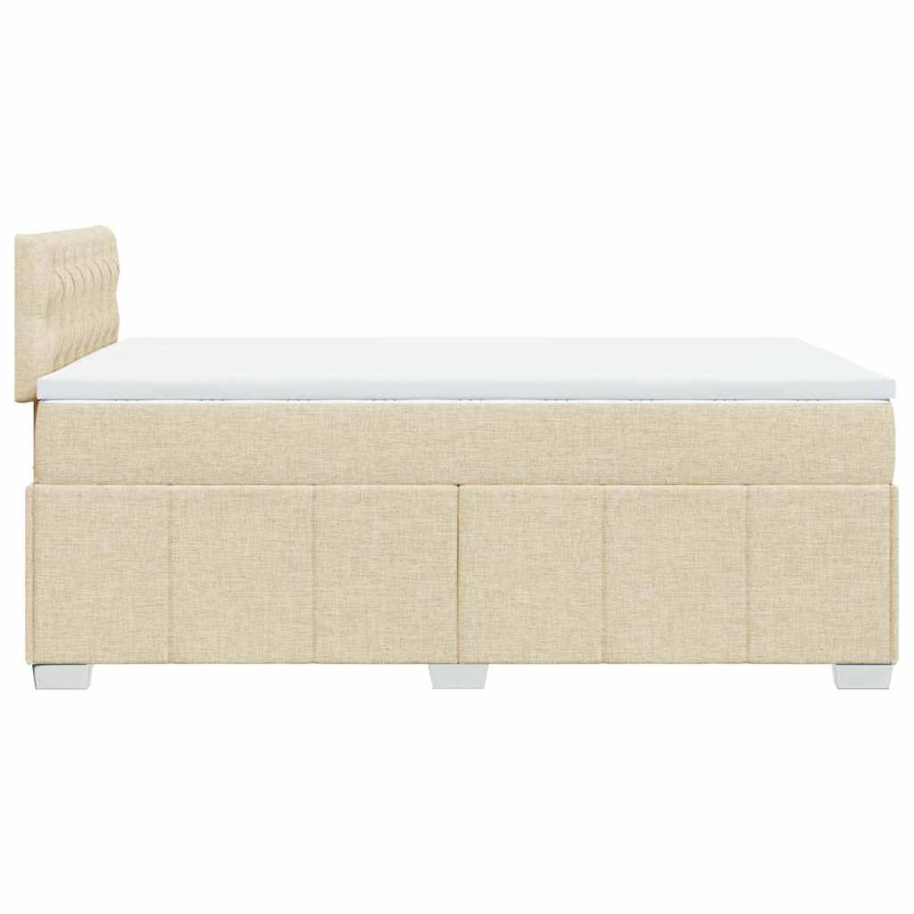 Pat box spring cu saltea, crem, 120x200 cm, textil