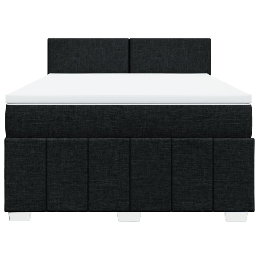 Pat box spring cu saltea, negru, 140x190 cm, textil