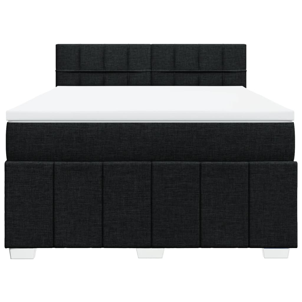 Pat box spring cu saltea, negru, 140x190 cm, textil