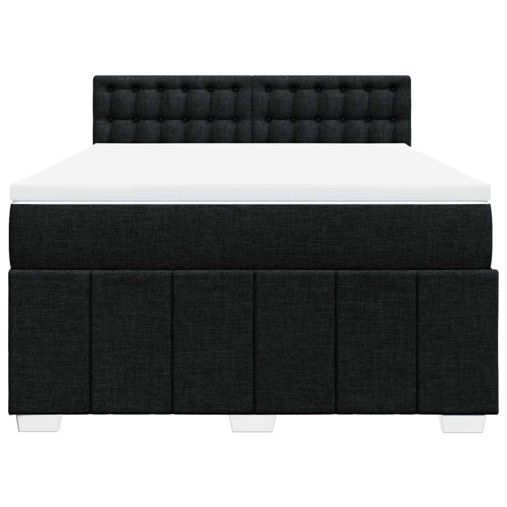 Pat box spring cu saltea, negru, 140x190 cm, textil