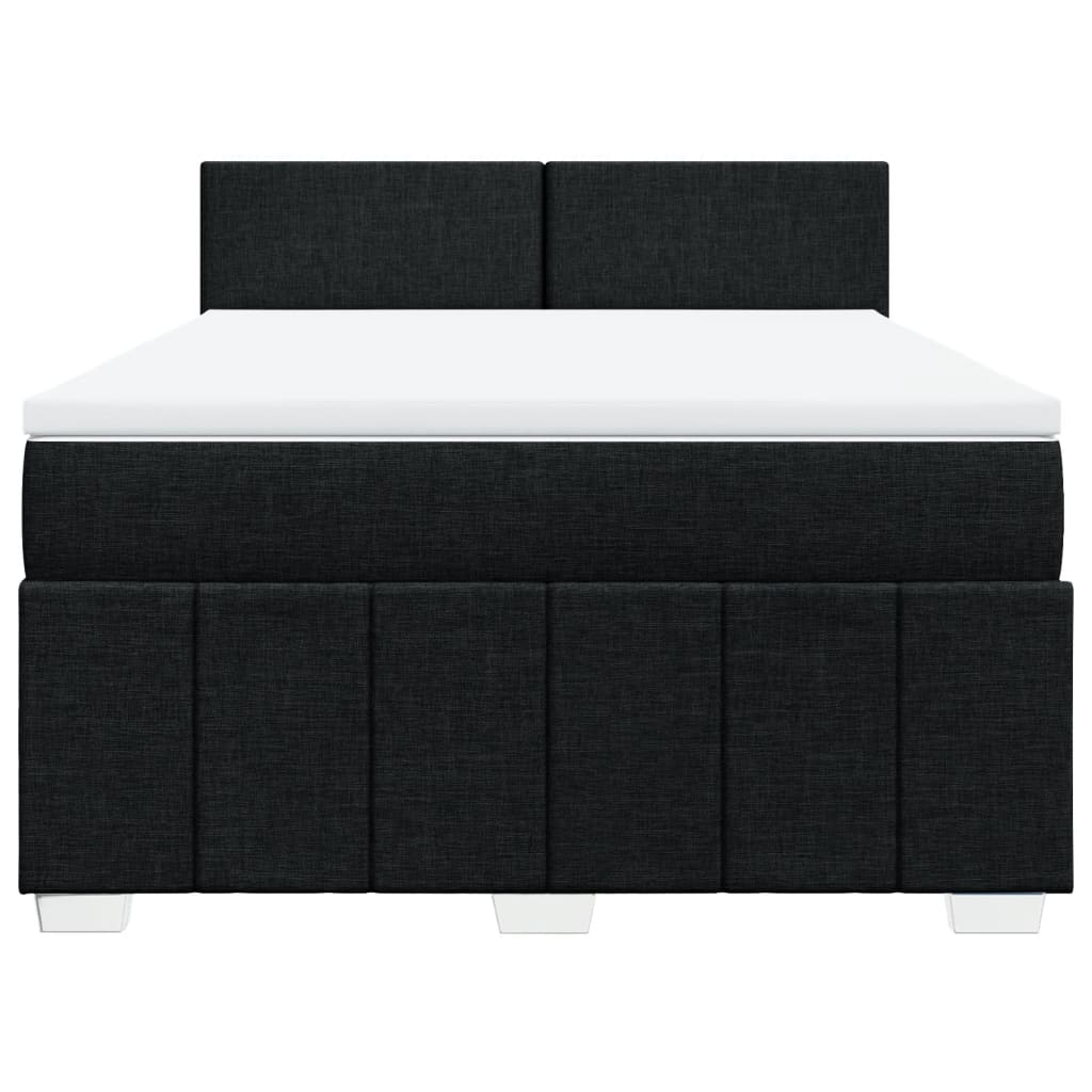 Pat box spring cu saltea, negru, 140x200 cm, textil