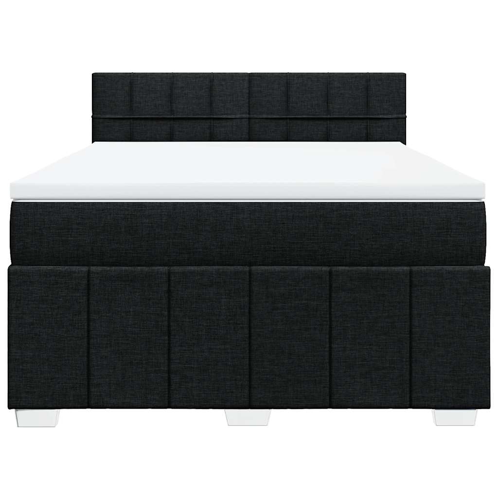 Pat box spring cu saltea, negru, 140x200 cm, textil