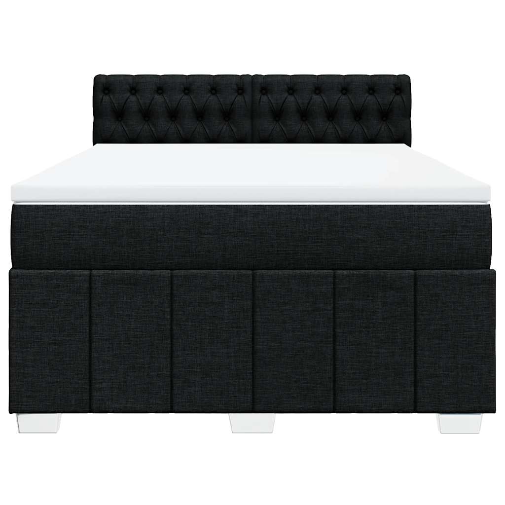 Pat box spring cu saltea, negru, 140x200 cm, textil