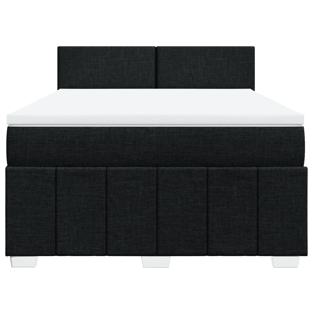 Pat box spring cu saltea, negru, 160x200 cm, textil