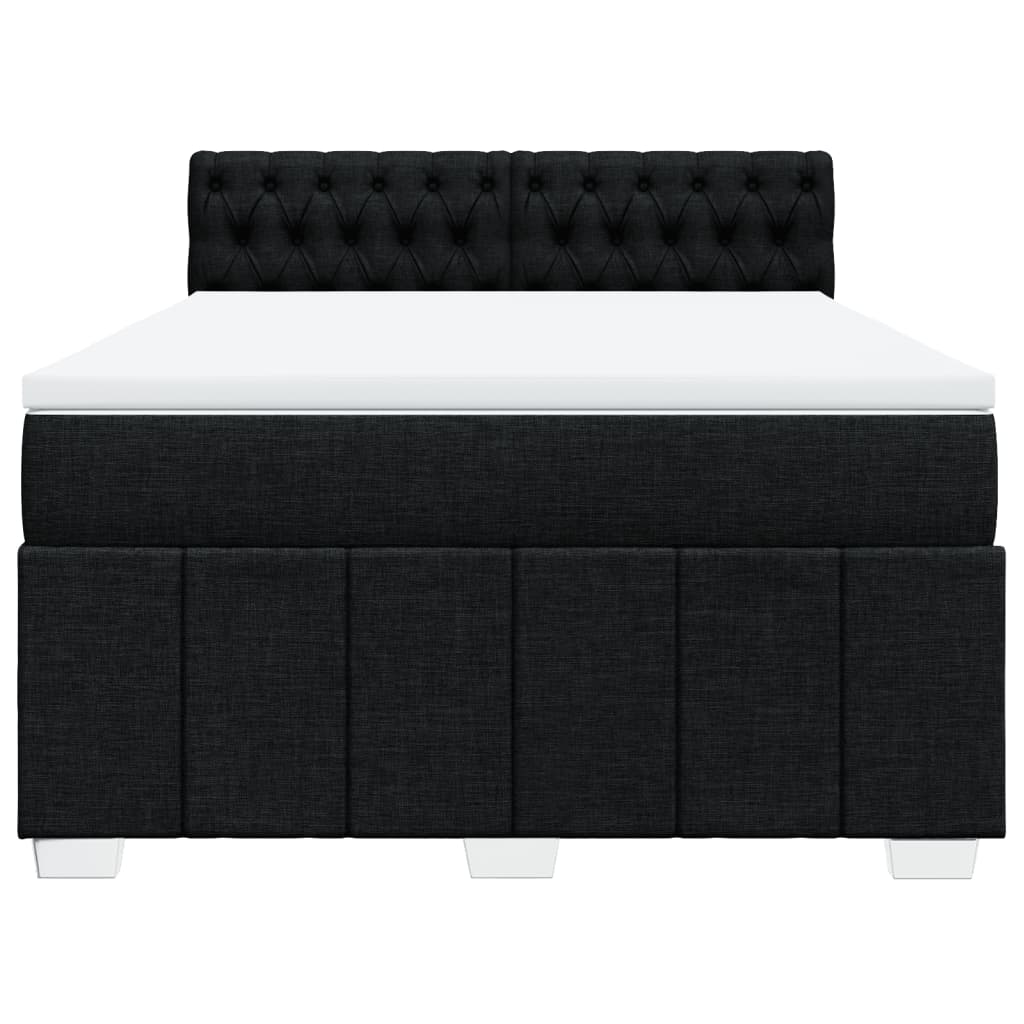 Pat box spring cu saltea, negru, 160x200 cm, textil