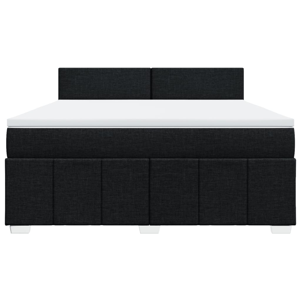 Pat box spring cu saltea, negru, 180x200 cm, catifea