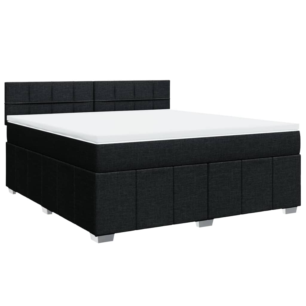 Pat box spring cu saltea, negru, 180x200 cm, catifea