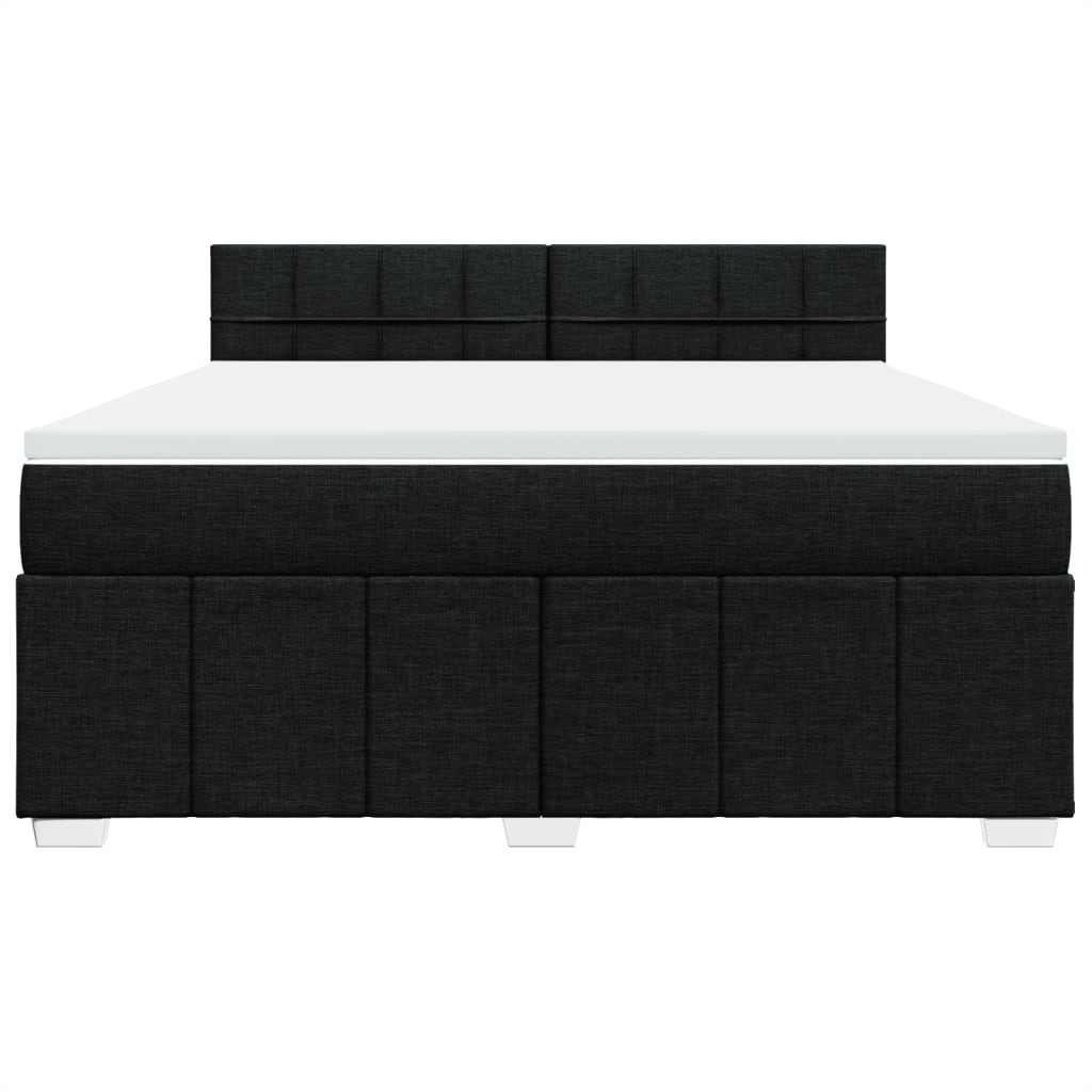 Pat box spring cu saltea, negru, 180x200 cm, catifea