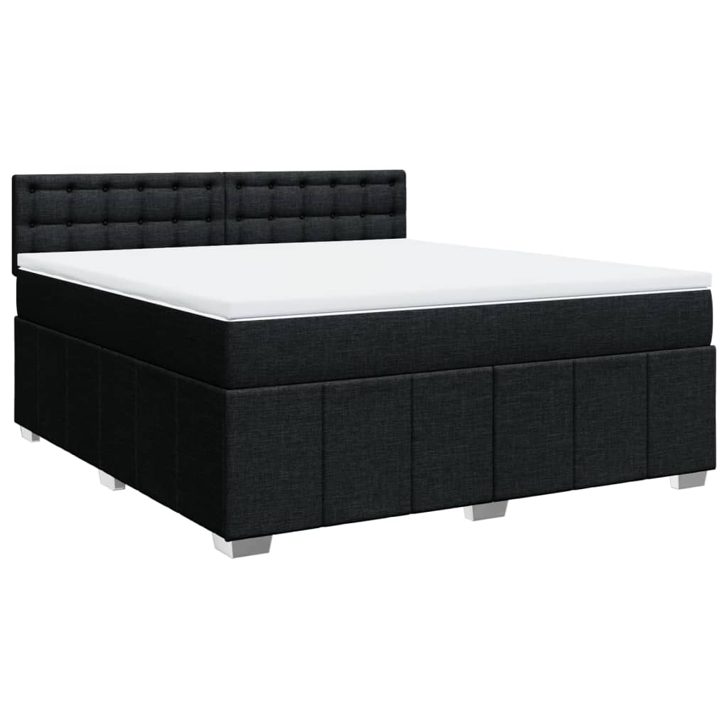 Pat box spring cu saltea, negru, 180x200 cm, catifea