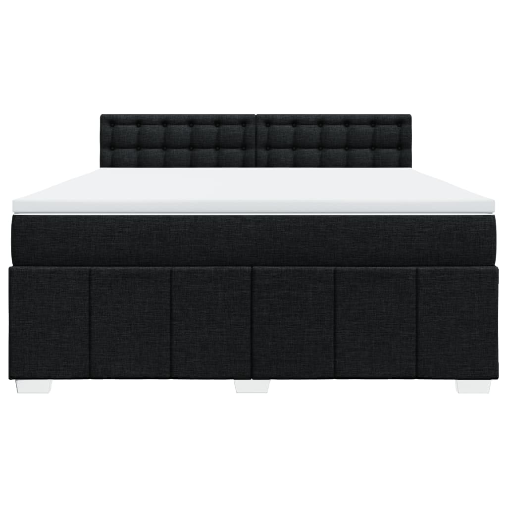 Pat box spring cu saltea, negru, 180x200 cm, catifea