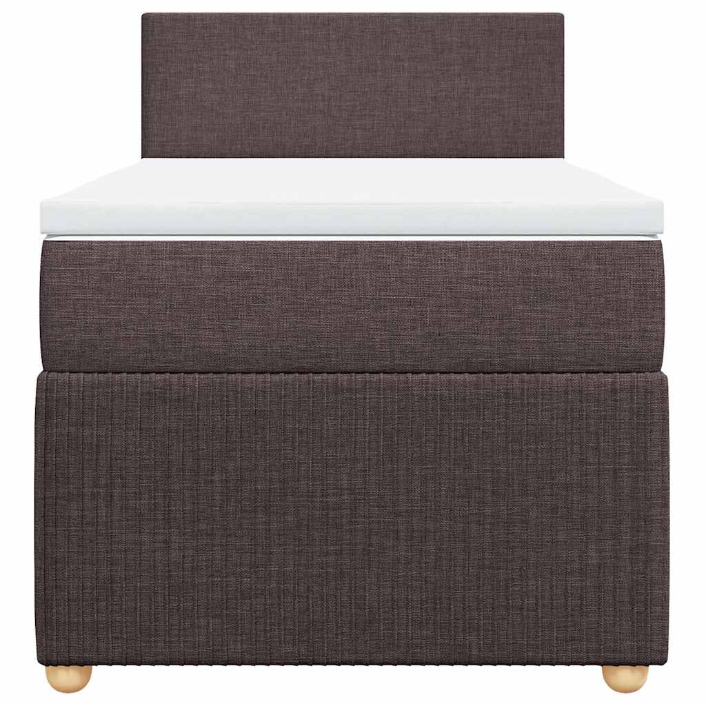 Pat box spring cu saltea, maro închis, 90x190 cm, textil