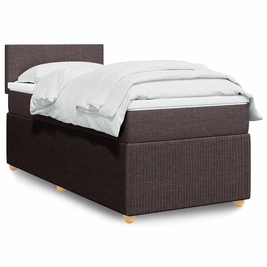 Pat box spring cu saltea, maro închis, 90x190 cm, textil