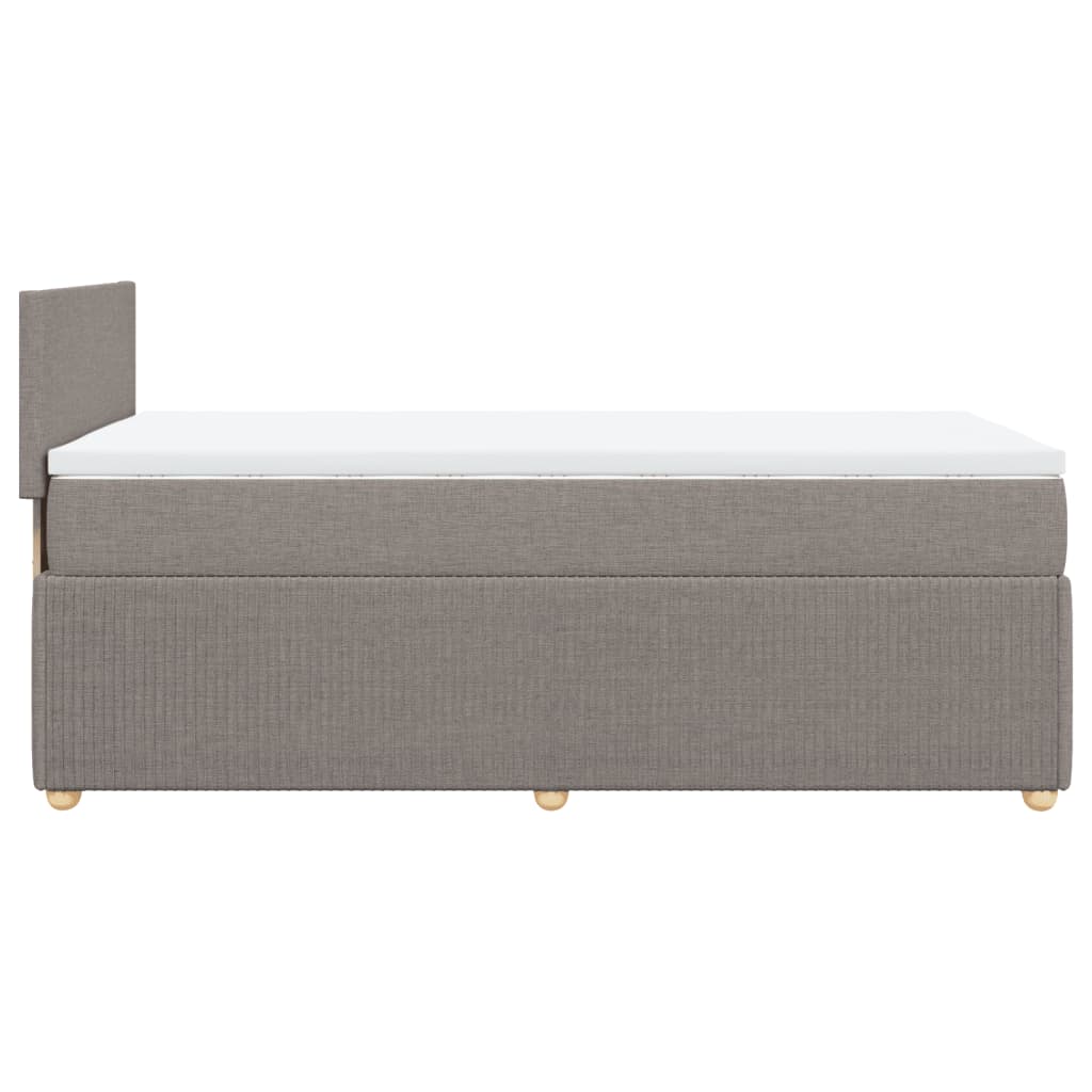 Pat box spring cu saltea, gri taupe, 90x190 cm, textil