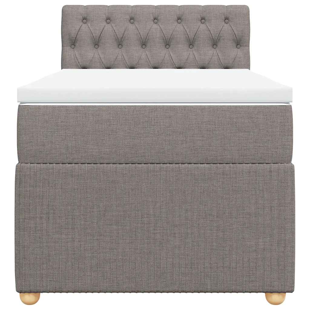 Pat box spring cu saltea, gri taupe, 90x190 cm, textil