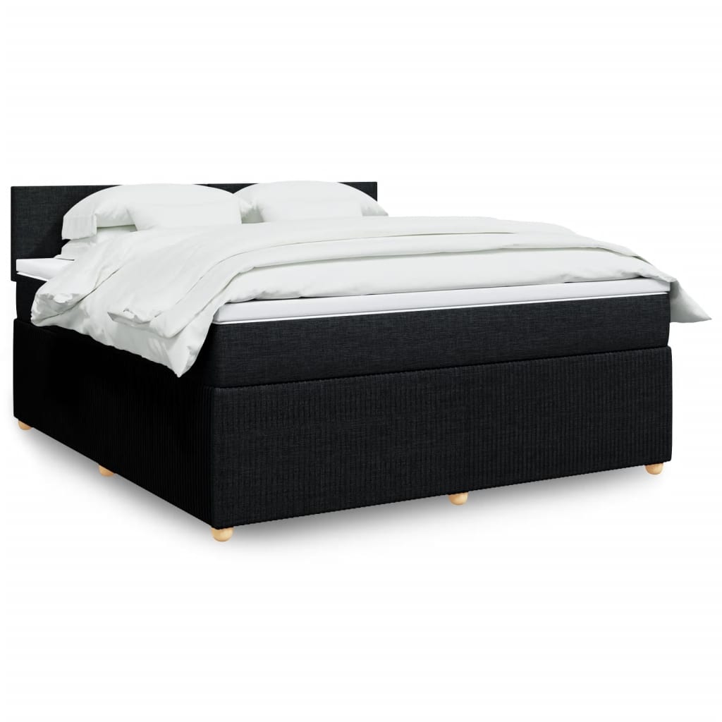 Pat box spring cu saltea, negru, 180x200 cm, catifea