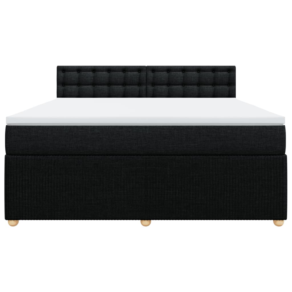 Pat box spring cu saltea, negru, 180x200 cm, catifea