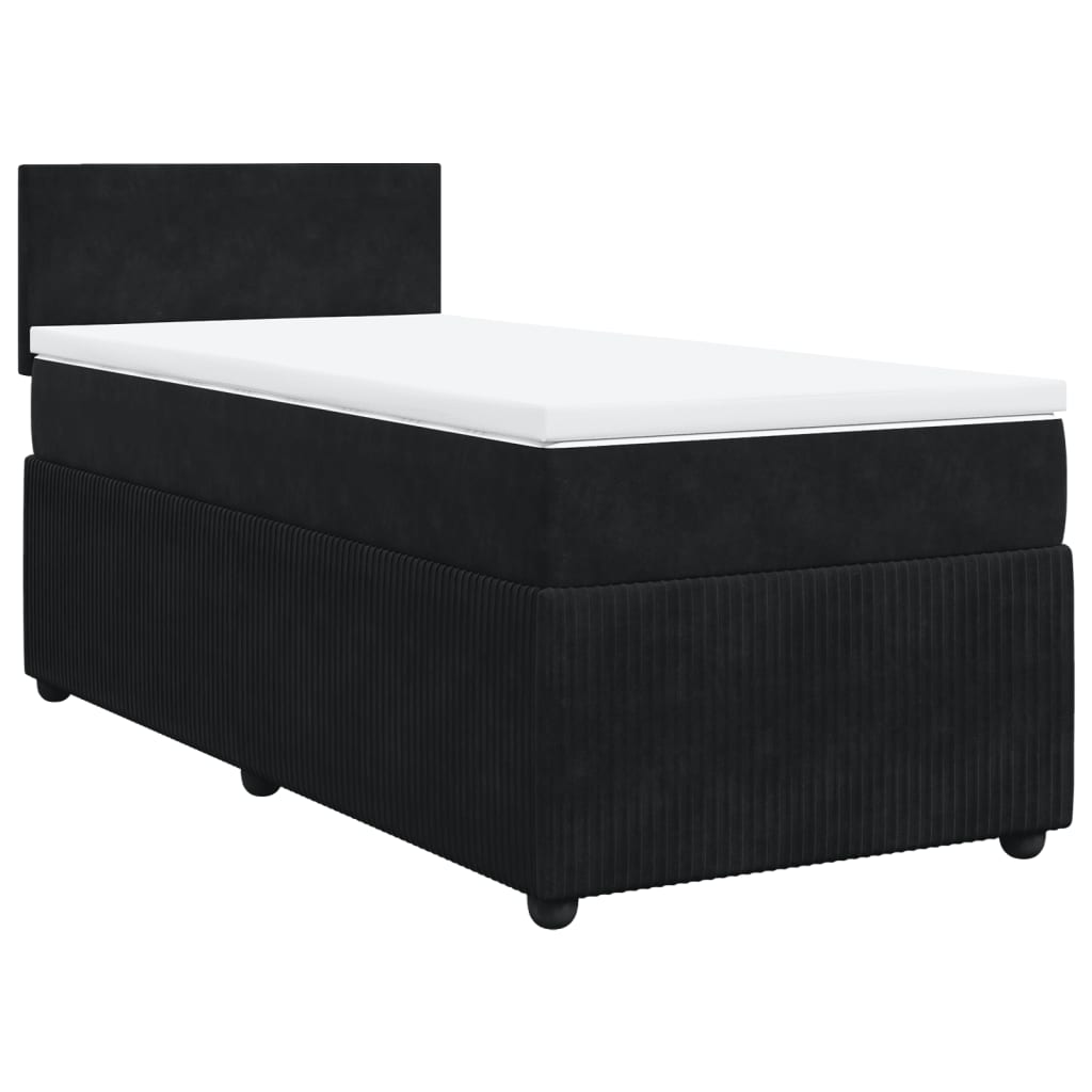 Pat box spring cu saltea, negru, 80x200 cm, catifea