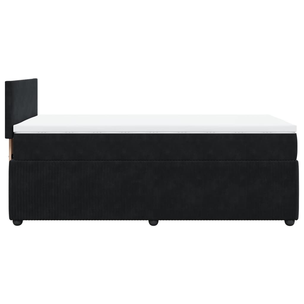 Pat box spring cu saltea, negru, 80x200 cm, catifea