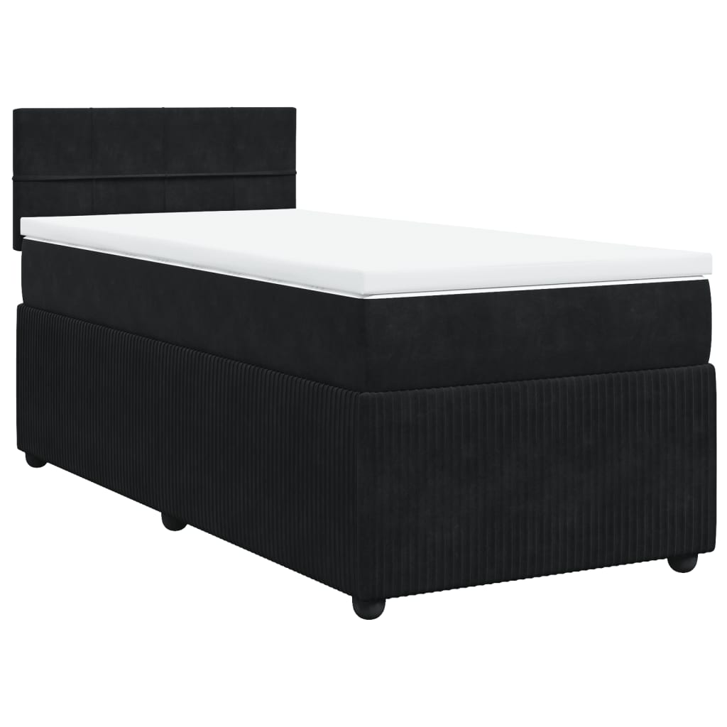 Pat box spring cu saltea, negru, 80x200 cm, catifea