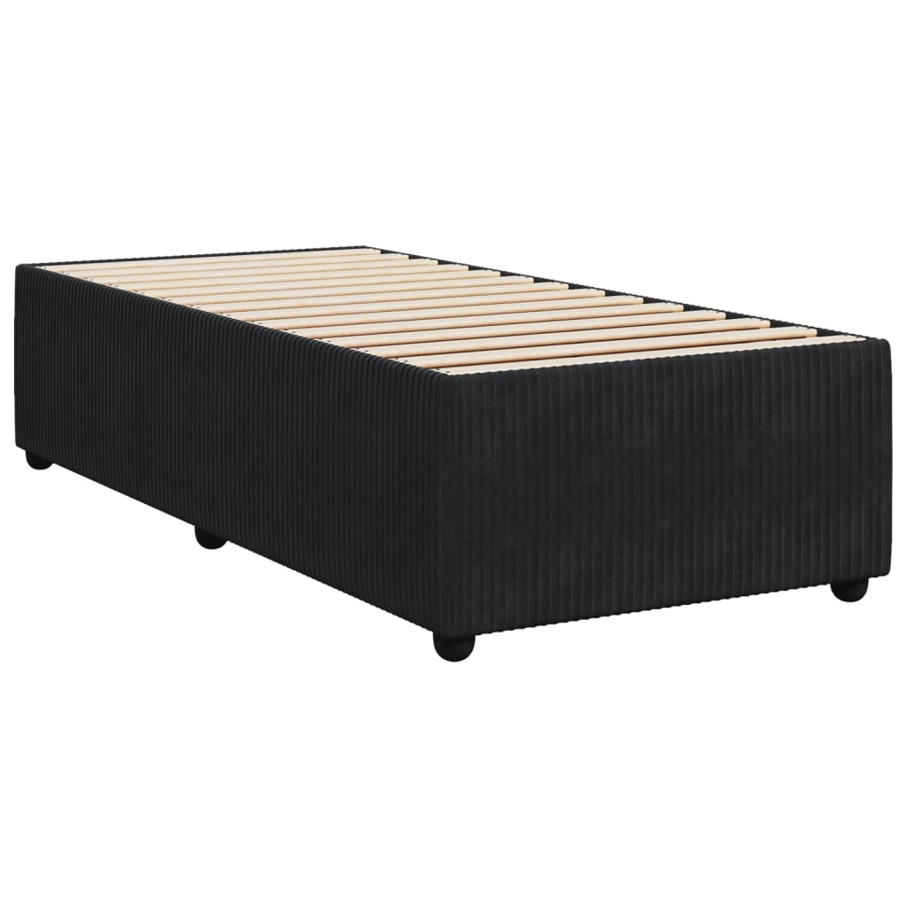 Pat box spring cu saltea, negru, 80x200 cm, catifea