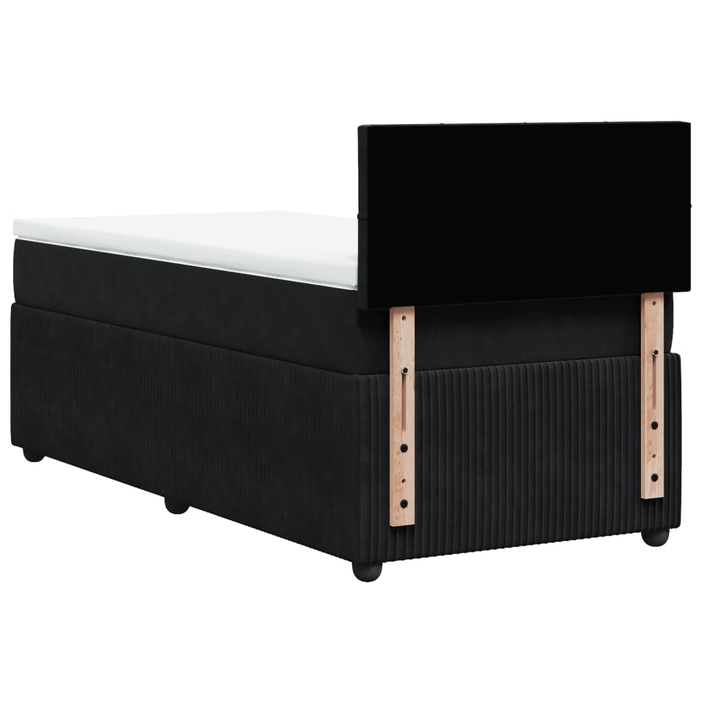 Pat box spring cu saltea, negru, 80x200 cm, catifea