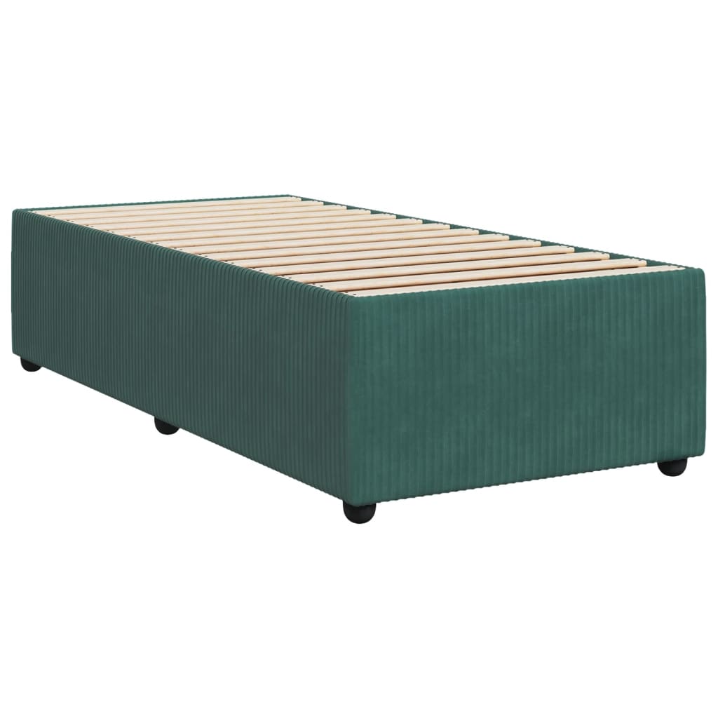 Pat box spring cu saltea, verde închis, 90x190 cm, catifea