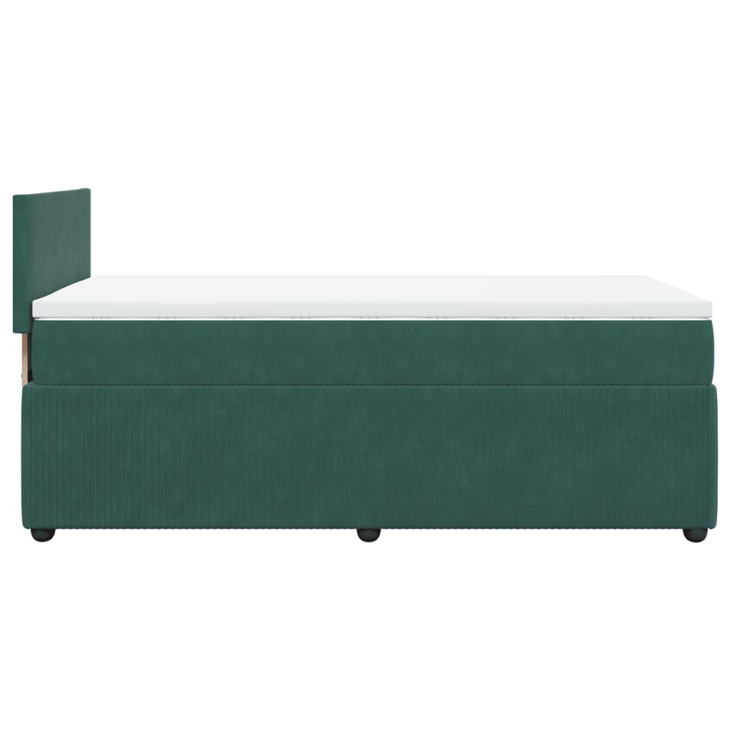 Pat box spring cu saltea, verde închis, 90x190 cm, catifea