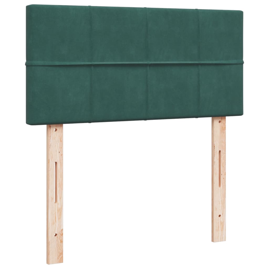 Pat box spring cu saltea, verde închis, 90x200 cm, catifea