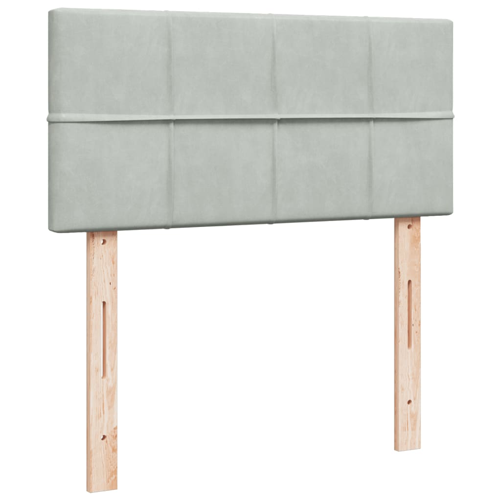 Pat box spring cu saltea, gri deschis, 100x200 cm, catifea