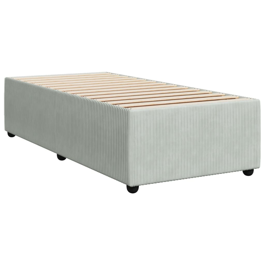 Pat box spring cu saltea, gri deschis, 100x200 cm, catifea