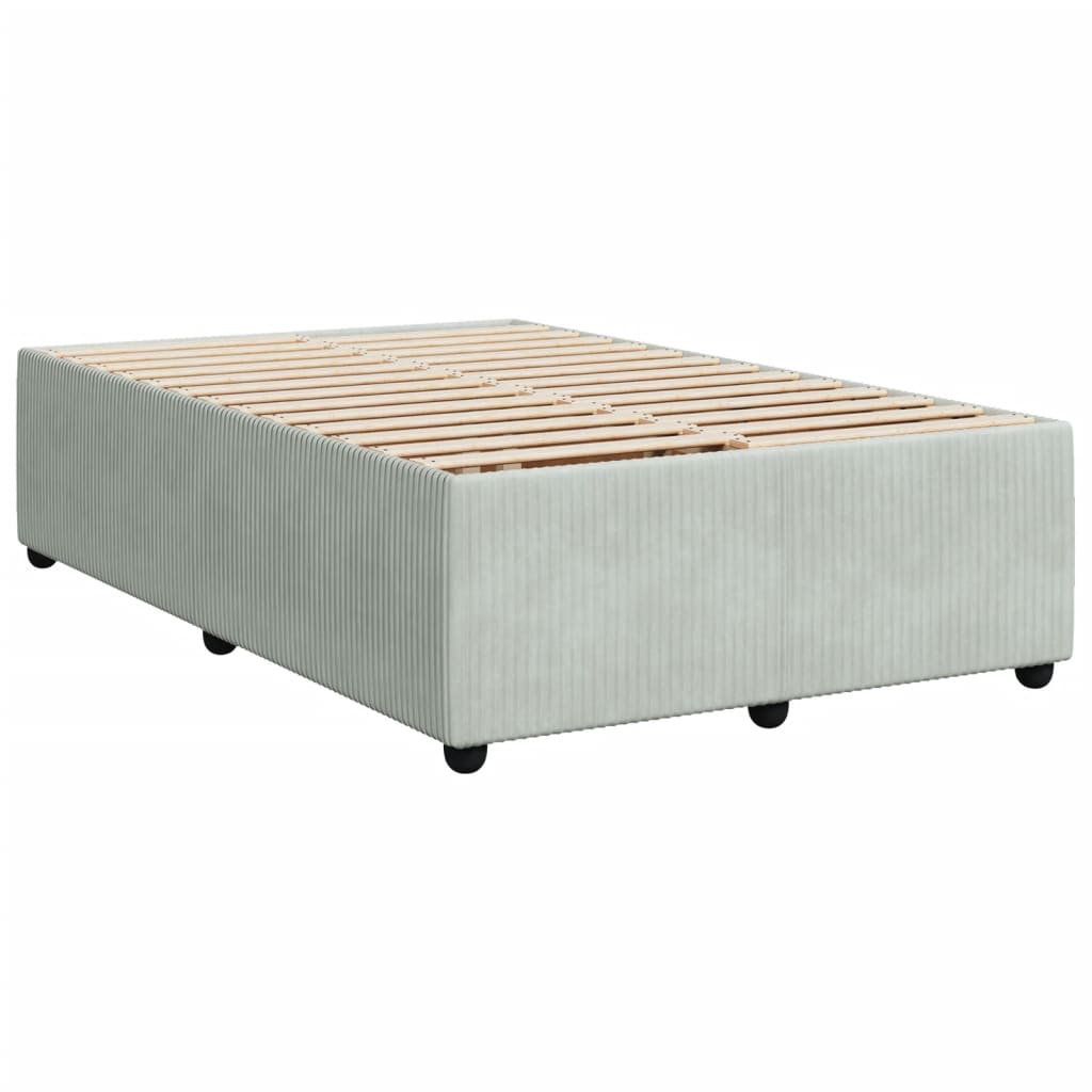 Pat box spring cu saltea, gri deschis, 120x190 cm, catifea