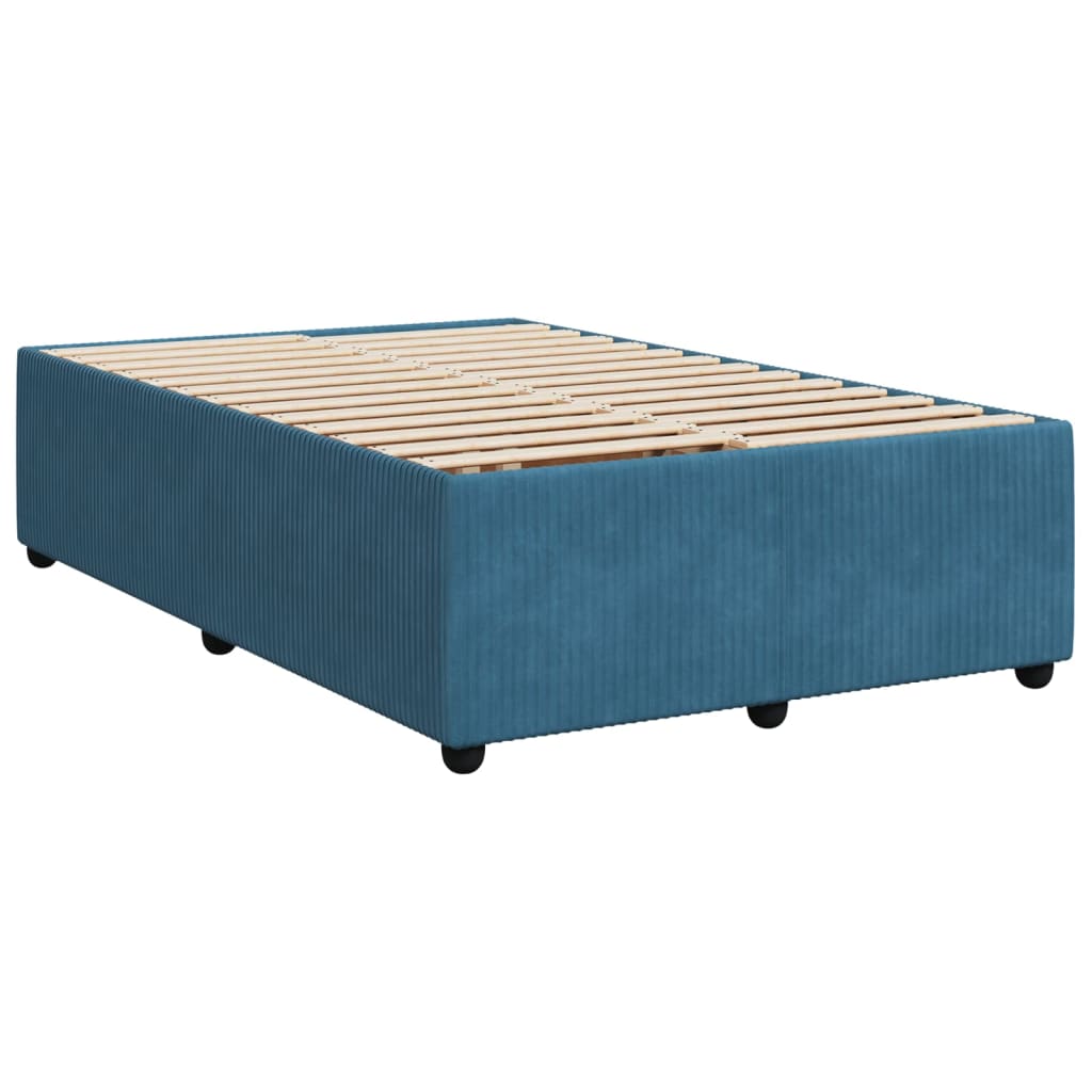 Pat box spring cu saltea, albastru, 120x190 cm, catifea