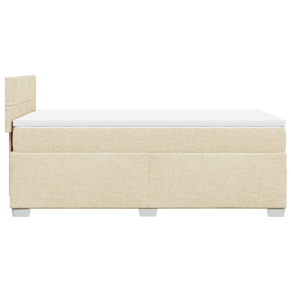 Pat box spring cu saltea, crem, 90x190 cm, textil