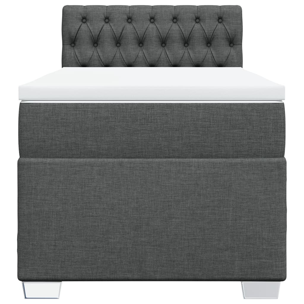 Pat box spring cu saltea, gri închis, 90x190 cm, textil