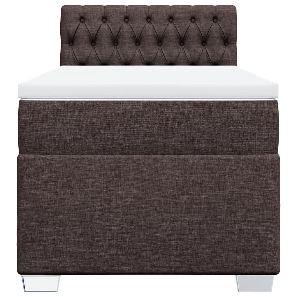 Pat box spring cu saltea, maro închis, 90x190 cm, textil