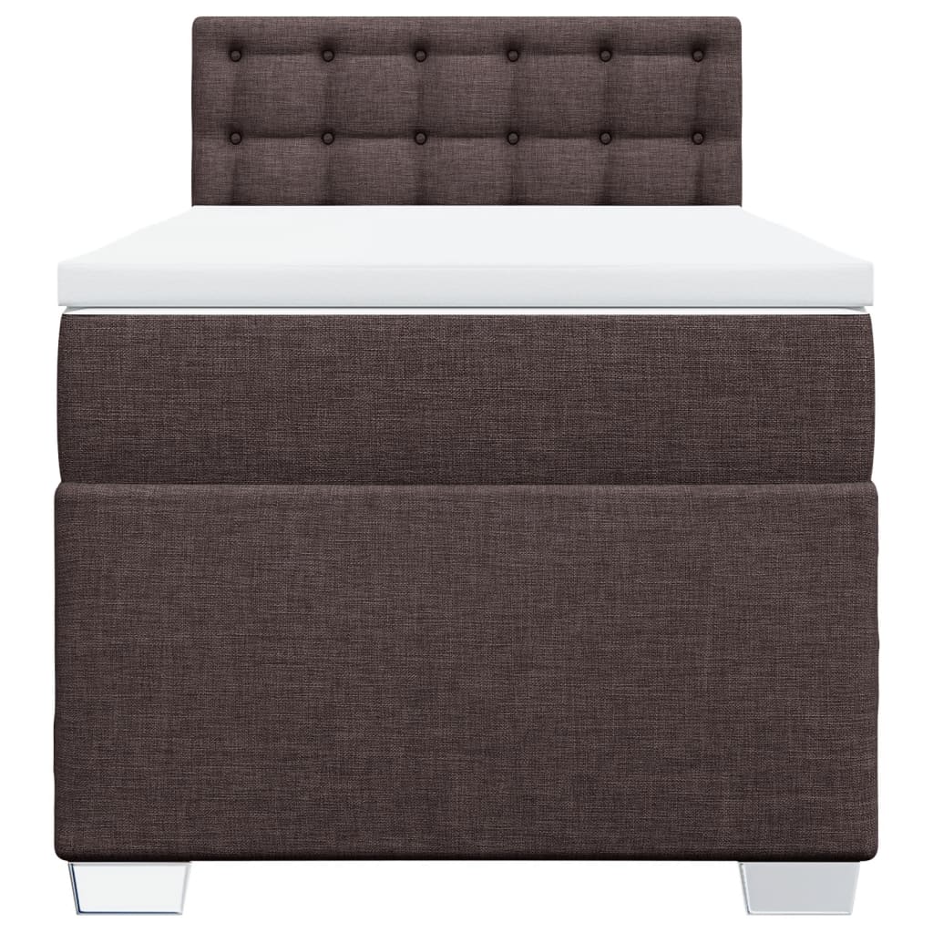 Pat box spring cu saltea, maro închis, 90x190 cm, textil